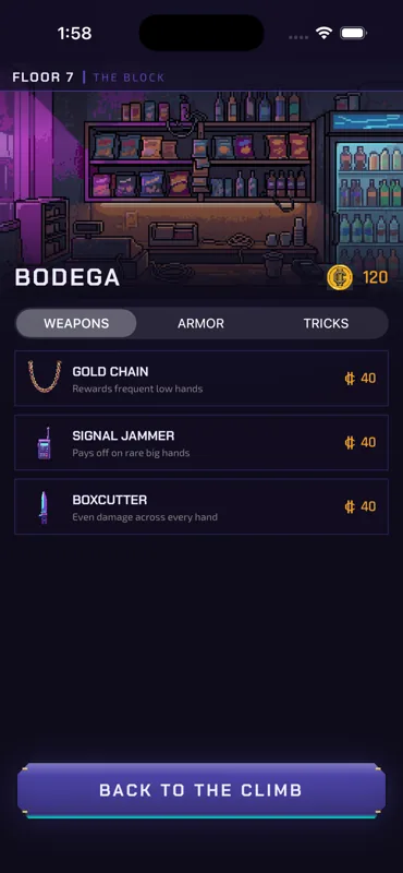 The Bodega shop screen